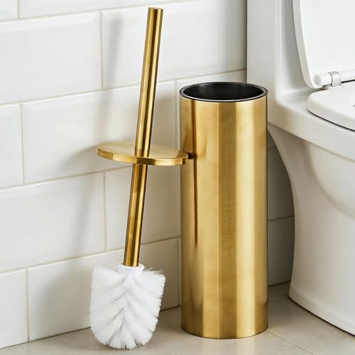 Support brosse WC or pour une décoration de toilettes chic