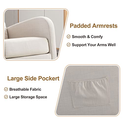 Rocking Chair Modern,Upholstered Glider Rocker Chair For Nursery,Comfy Armchair With Side Pocket For Living Room (White) #TOP5