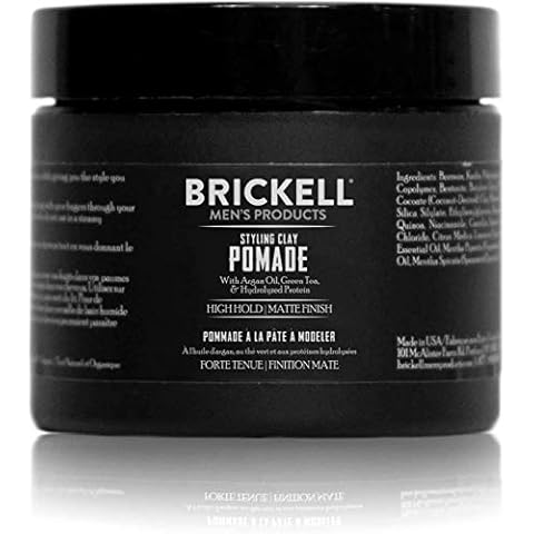 Brickell Men's Products Hair Styling Clay Pomade For Men, Natural & Organic with Strong Hold & Matte Finish, Product for Modern Hairstyles, 2 Ounces, Scented Cover