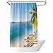Produktbild Duschvorhänge, Duschvorhang aus Polyester 180 x 180 cm Anti-Schimmel,Bootslandschaft Am Meer Anti-Bakteriell,Wasserdichtes Design,mit Duschvorhangringen