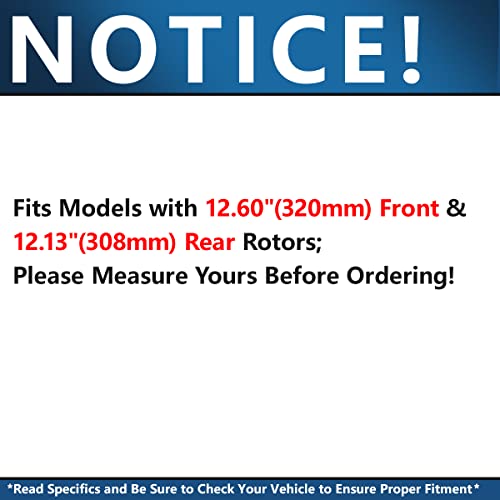 Image of Detroit Axle - Brake Kit for Infiniti M35 M45 G35 EX35 G25 G37 QX50 Nissan 350Z 370Z Replacement 12.6 inch inch Front & 12.13 inch inch Rear Drilled & Slotted Disc Brake Rotors Ceramic Brakes Pads