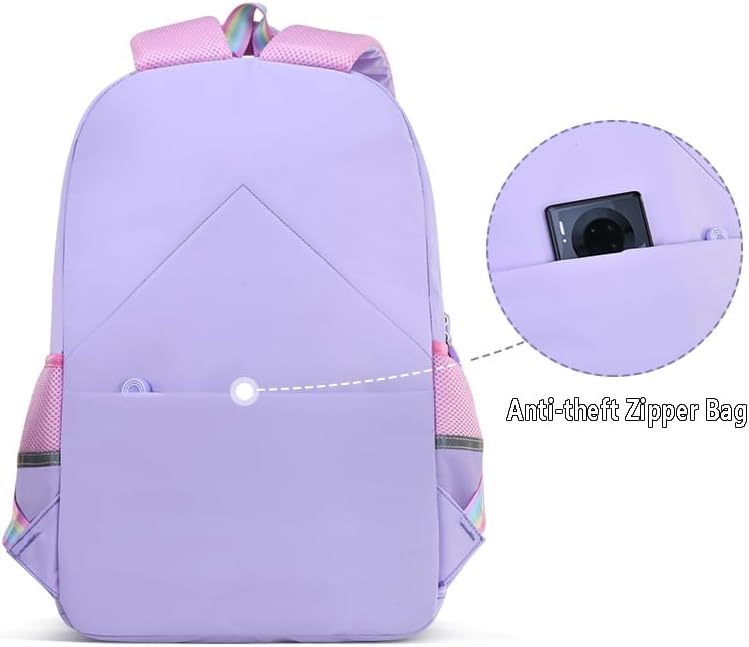 Miniatura 4 de Mochila escolar de unicornio para niñas, mochila escolar con diseño de arco iris, linda mochila para computadora portátil, bolsas de viaje duraderas