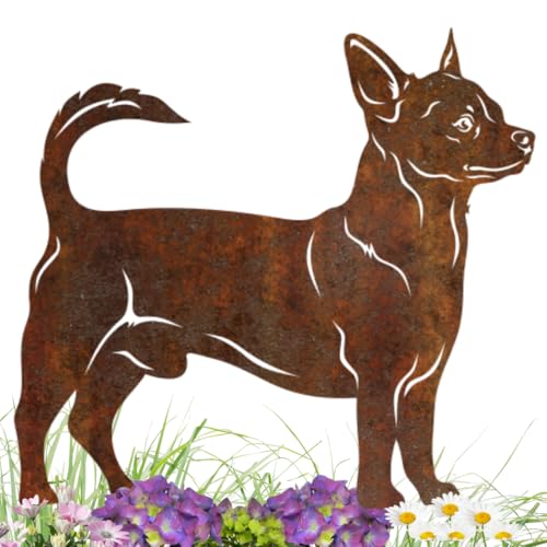 Terma Stahldesign Chihuahua Kurzhaar Gartenfigur Metall – Edelrost Hundedeko für außen – Massive Rostfigur Hund – Handmade in Germany Terma Stahldesign Chihuahua Kurzhaar Gartenfigur Metall – Edelrost Hundedeko für außen – Massive Rostfigur Hund – Handmade in Germany