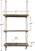 TIMEYARD Decorative Wall Hanging Shelf, 3 Tier Distressed Wood Jute Rope Floating Shelves, Rustic Home Wall Décor