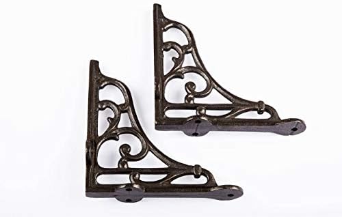 B&M Pair of Victorian Scroll Shelf Brackets 6 Inch Antique Iron