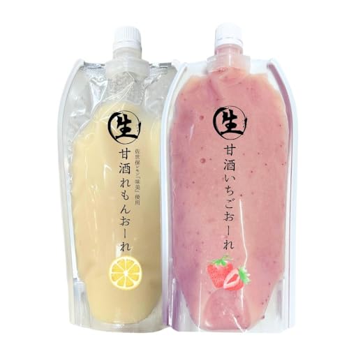 甘酒 無添加 砂糖不使用 ノンアルコール フルーツ甘酒飲み比べ2本セット 500g×2本 レモン イチゴ あま酒 冷凍 ギフト箱入 半解凍でフローズン甘酒