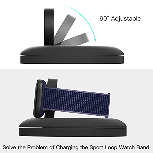 PZOZ Charger Stand & Charger Cable 3.3 ft for Apple Watch, Portable Charging Station Management Dock Holder Organizer for iWatch Series 7 6 SE 5 4 3 45mm 44mm 42mm 41mm 40mm 38mm Accessories (Black) - Thumbnail 4