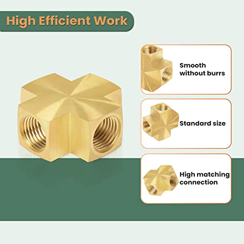 Gotonovo FAU-15T9-1443 4 Way Brass Fitting 1/4 X 1/4 X 1/4 X 1/4 Inch Npt Female Thread Cross Pipe Fitting Barstock Cross Connector Brass Pipe Fittings thumb #5