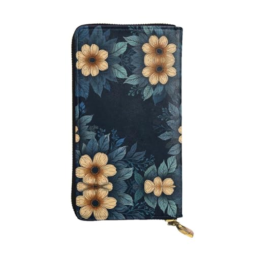 Portefeuille en cuir imprimé floral long Yellew porte-cartes de crédit de voyage