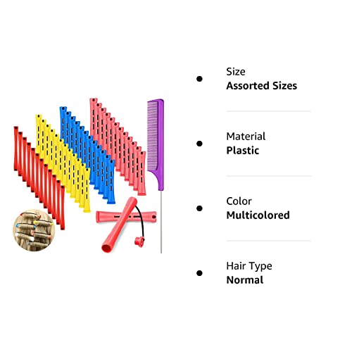 Willbond 48 Pieces Hair Perm Rods Short Cold Wave Plastic Perming Curling Rollers Curlers With Steel Pintail Comb Rat Tail For Hairdressing Styling Supplies (Multicolored, Assorted Sizes) #TOP6