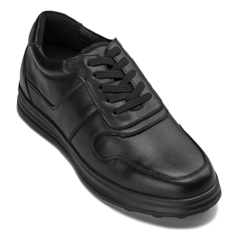 CALTO Men's Invisible Height Increasing Elevator Shoes - Lightweight Nappa Leather Sneakers - 2.8 Inches Taller2