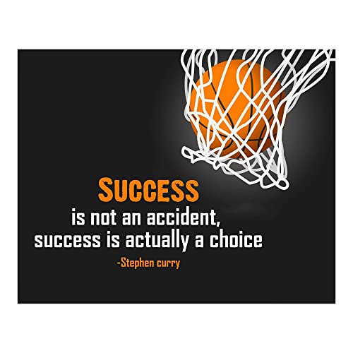 Stephen Curry Wall Art – “Success Is A Choice” Motivational Quote Poster – 10x8 Basketball Decor for Gym, Locker Room, Boys Bedroom or Office – Inspirational Gift for Teens & Athletes.UNFRAMED