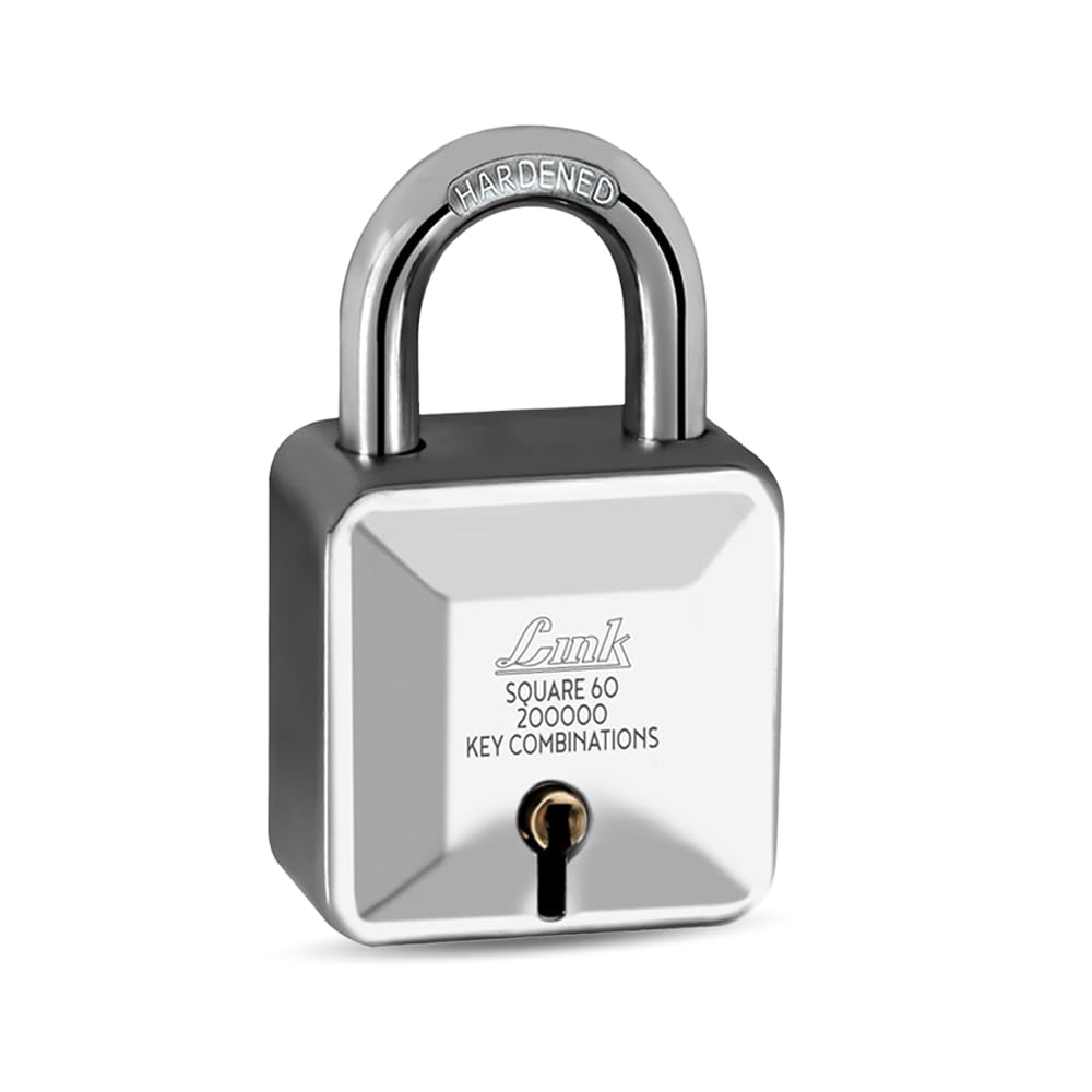 Link Square 60mm Diamond Cut Patented Design Padlock | 8 Levers | Double Locking | 2 lacs Key Combinations | Hardended Shackle | Solid Steel Body Lock with 3 Keys-image-18