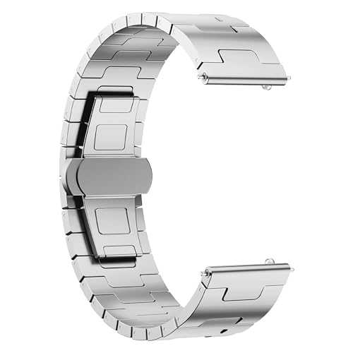 Image of ACM Watch Strap 20mm compatible with Compaq Q Watch Smartwatch | Metal Stainless Steel Belt Luxury Band