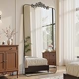 Furnbar Vintage Full Length Mirror, 76'x34' Floor Mirror with Carved, Full Body Mirrors for Home Decor, Standing/Hanging Large Wall Mirrors for Bedroom/Living Room/Entryway, Bronze, Retro Style