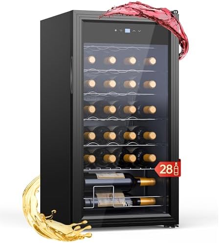 WIE Cave à Vin, Réfrigérateur à Vin en Verre, Cave a Vin Encastra...