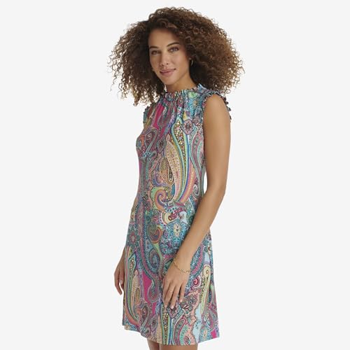Image of Tommy Hilfiger Women's Sleeveless Ruffle Neck Jersey Dress