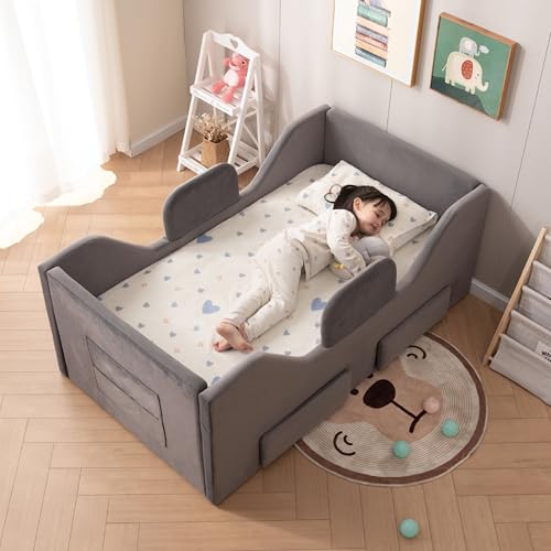 Zumspiel Toddler Bed Frame 2 Drawer and Storage Bag, Kids