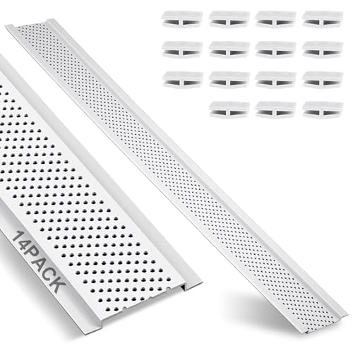 Maasechs 14 Pcs 72 Continuous Soffit Vent Under Eave 4 Vented PVC Soffit Vent Cover with 14 Pcs Connector Clips