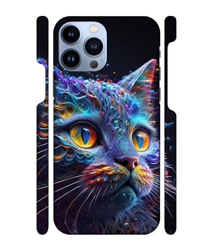 Image of ''Cat'' -(Drop & Bubbles Art) Printed Hard Mobile Back Cover & Case for iPhone 13 Pro (6.1 inch), Designer | Protective & Premium Cover & Case