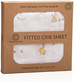Adore Amore Premium 100% Organic Cotton Baby Fitted Crib Sheet – Soft & Cozy Infant Bedding Accessory, Cute & Adorable Baby Giraffe Design, Breathable Non-Toxic Material, Ideal Baby Shower Gift