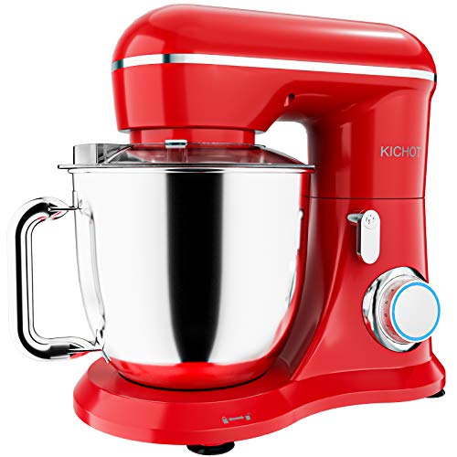 KICHOT Stand Mixer, 10-Speed Tilt Head Electric Food Mixer, 4.8QT Kitchen Mixer with Dough Hook, Flat Beater, Wire Whisk and Splash Guard (Red)