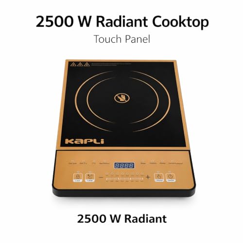 Image of KAPLI 2500W Infrared Radiant Cooktop with Touch Panel | Compatible with All Utensils | Crystal Glass Top | Black