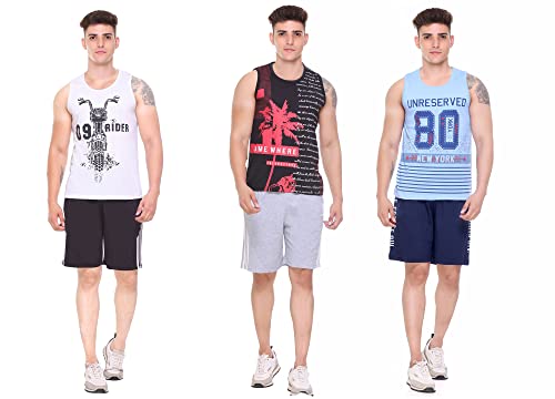 Image of Sleeveless Vest for Men || Tank Top Sando || Workout Tshirts || Sports Vest || Goa Beach Wear Swimming T-Shirt || Running Tops || Gym Vest for Men || Pack of 3 ||