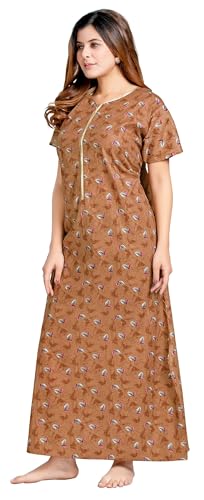 Image of PNAEONG Women's Cotton Printed Nighty Night Gown Maxi Free Size (Pack of 2)