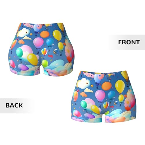 Colorful Balloons Pattern Sports Shorts, high Elastic Slim Fitness Pants, Suitable for Yoga/Leisure/Daily wear3
