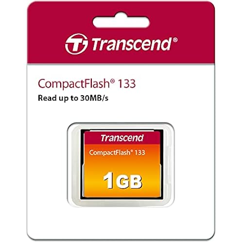 Transcend 1GB CompactFlash CF Memory Card, Up to 50MB/s, MLC, DSLR Camera