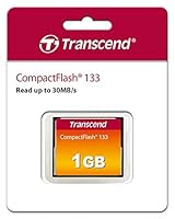 Transcend 1GB CompactFlash 133 Speicherkarte (CF-Karte) bis zu 30MB/s, unterstützt Ultra DMA-Übertragungsmodus 4 mit MLC NAND Flash, ideal für Einsteiger-DSLRs - TS1GCF133