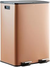 CASABEL Poubelle Tri Selectif 60L – Poubelle 2x30L avec Pédale, Acier INOX TERRACOTTA antitraces, Double Compartiments, Poubelle 2x30L Cuisine,avec Bacs Amovibles, Poignées, Couvercles Silencieux