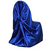 BalsaCircle 10 pcs Royal Blue Universal Satin Chair Covers Slipcovers for Wedding Party Ceremony Reception Decorations
