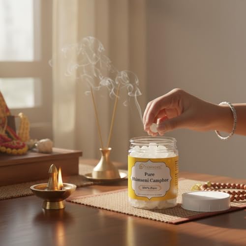 Image of Original Bhimseni Camphor Kapoor Container - 250 gm | Purifying & Pleasant Fragrance for Pooja, Hawan, Air Freshener | Organic Camphor | Diwali Lights (Pack of 1)
