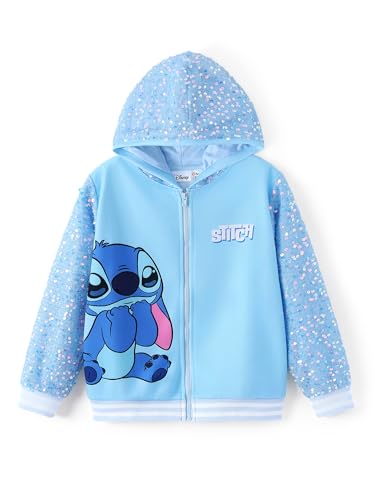 Disney Frozen Elsa Stitch Minnie Mouse Toddler Girl Jacket Sequin Zipper Hoodie Sweatshirt Coat Birthday Clothes 3-13 Years