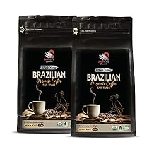 whole beans coffee gift set - BRAZILIAN WHOLE BEANS COFFEE ORGANIC, Medium Roast, non gmo, 100% Arabica, Fair Trade, low acid, organic coffee beans, brazilian coffee ground dark roast 2 Bags 24 Oz