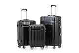 Luggage Sets 3 Piece Luxury PC + ABS 3 Piece Sets with TSA Lock 20in 24in 28in (Black)