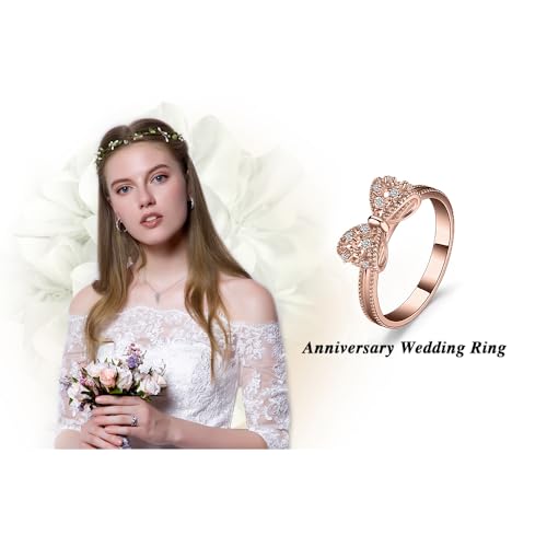 Image of JewelryPalace 14k White Yellow Rose Gold Plated 925 Sterling Silver Rings for Women, Cubic Zirconia Promise Rings for Her, Stackable Wedding Bands Rings for Women Infinity Forever Love Knot Ring