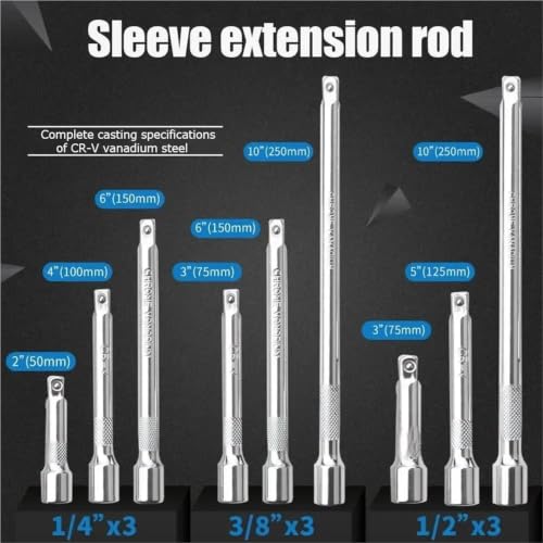 Jeu douille hexagonale longue tige d'extension de douille chrome vanadium - 4