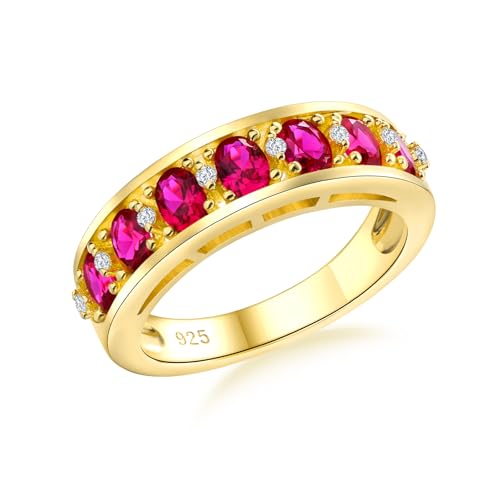 Channel Set Gemstone Wedding Band 5.8mm Thick Chunky Amethyst Emerald Ruby Sapphire Ring 2 Carat Oval Cut 925 Sterling Silver 7 Stones Anniversary Band Rings for Men Women