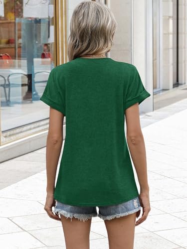 Image of EyMuse Womens Short Sleeve Henley Tops Fashion Casual V Neck Summer Tshirt | Summer Button Up Top Fashion Soft Basic Tees Blouses Spring Comfortable Classic Clothing Resort Wear for Women 2026