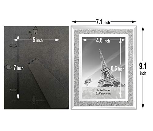 Meetart Sparkle Crystal Silver Glitter Mirror Glass Photo Frame For Photo Size 5X7 Pack Of 3 Piece #TOP1