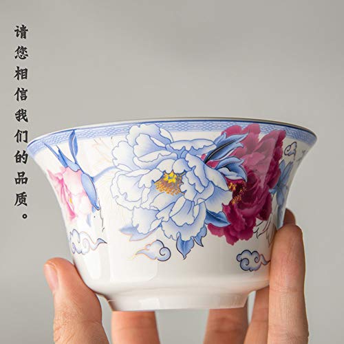 Image of Liang baobao Traditional Gaiwan Tea Set with Lid and Saucer Handmade Ceramic Tea Cup Flower Porcelain Teacups 10oz
