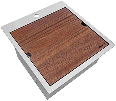 Ruvati 21 x 20 inch RV Workstation Drop-in Topmount Bar Prep Kitchen Sink 16 Gauge Stainless Steel - RVH8221