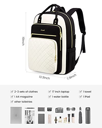 Image of LOVEVOOK Laptop Backpack, Unisex, D-black-beige, 19 x 13.3 x 7.9 in, 1.9 lbs, 30L capacity, 18 pockets, ergonomic shoulder straps, thick EVA foam laptop protection