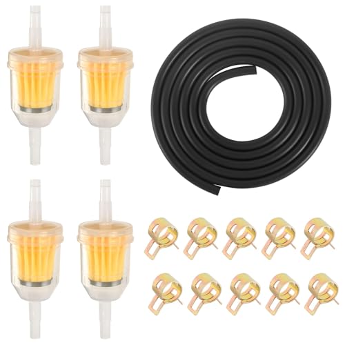 Kit Tubi Benzina, Filtro Carburante per Moto Incl 4 Filtri Benzina Da 6 Mm 2 M Di Tubo Benzina 10 Fascette Stringitubo, Filtro Benzina In Linea per Auto E Moto