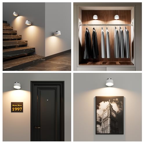 Image of Light Source Wall Sconces with Motion Sensor, Cordless LED Wall Night Lights 360Rotate & Rechargeable Battery Operated, 3 Color Temperatures & Dimmable Indoor Wall Light for Bedroom Bedside