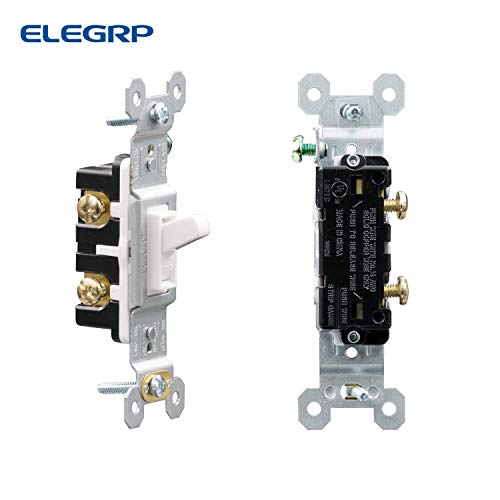 image for ELEGRP Single Pole Toggle Light Switch, 15 Amp, 120 Volt, Toggle Frame
