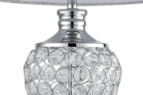 Lighting Supermarket Hepburn Large Crystal Glass Table Lamp with Matching Ivory Pleat Shade - Silver Chrome